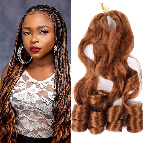 6 pacchi pre allungati intrecciare i capelli rimbalzanti 22 pollici intrecciare i capelli ondulati sciolti pre allungati 75/confezione ricci francesi estensioni dei capelli sintetici t30 22 pollici 6