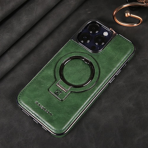 telefono Custodia Per iPhone 16 15 14 Pro Max Plus 13 12 Pro Max Copertura Posteriore Custodia ad adsorbimento magnetico con Supporto Magnetico Protezione Completa Retrò TPU Pelle PU