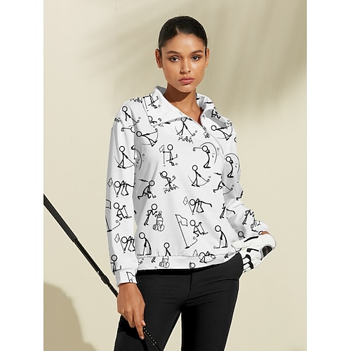 Per donna Felpa pullover Nero Bianco Giallo Manica lunga Superiore Autunno Inverno Abbigliamento da golf da donna Abbigliamento Abiti Abbigliamento