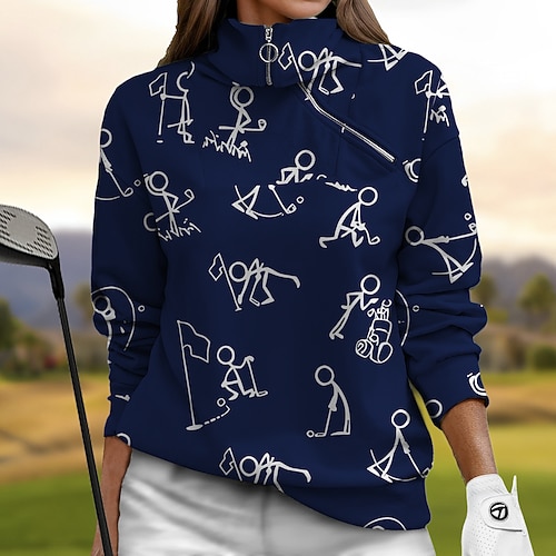 Per donna Felpa pullover Nero Bianco Giallo Manica lunga Superiore Autunno Inverno Abbigliamento da golf da donna Abbigliamento Abiti Abbigliamento