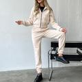Per donna Tuta da Ginnastica Tuta da Allenamento Autunno Tasca 2 Pezzi Tinta unita Felpa con cappuccio e pantaloni Set di Abbigliamento Completo Abbigliamento Nero Bianco Jogging Allenamento Esercizio