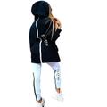 Per donna Tuta da Ginnastica Tuta da Allenamento Primavera Patchwork 2 Pezzi Lettera Set di Abbigliamento Completo Abbigliamento Nero Bianco nero Camminata Jogging Corsa Calore Termico Antivento