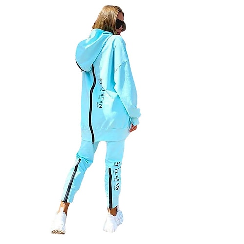 Per donna Tuta da Ginnastica Tuta da Allenamento Patchwork 2 Pezzi Lettera Set di Abbigliamento Completo Abbigliamento Primavera Nero Bianco nero Camminata Jogging Corsa Calore Termico Antivento