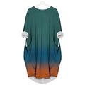 donna plus size curva t shirt dress tee dress gradiente di colore girocollo stampa manica lunga autunno primavera mini abito casual di base vestito da vacanza quotidiano