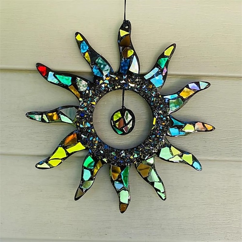 7 colori suncatcher decorazione della parete decorazione della casa arcobaleno sole decorazione ciondolo giardino casa soggiorno decorazione disposizione 21x21cm/8.27''x8.27''