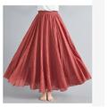 Per donna Altalena a dondolo Gonna lunga Elegante Estate Maxi Gonne Tinta unita A pieghe Casual / quotidiano Nero Bianco Giallo Rosso Primavera Autunno Cotone Cotone e lino