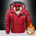 Per uomo Cappotto invernale Giacca invernale Parka Con ricami Vello Felpa con il cappuccio Colletto di pelliccia Giornaliero Standard Informale Tenere al caldo Inverno Liscio Nero Rosso Blu reale