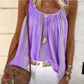 Camisola da donna canotta estiva giallo rosa blu righe plissettata vacanza boho girocollo S