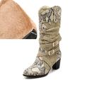 Per donna Stivaletti Stivali da cowboy Taglie forti Stivali da cowgirl Esterno Giornaliero Floreale Stivali al ginocchio Inverno Ricamo Quadrato Punta tonda Informale Stile industriale PU Mocassino