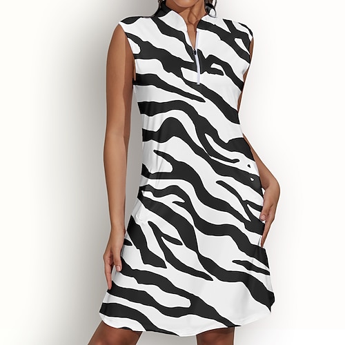 Per donna Abito da golf Nero Senza Maniche Protezione Solare Completo da tennis Abbigliamento da golf da donna Abbigliamento Abiti Abbigliamento