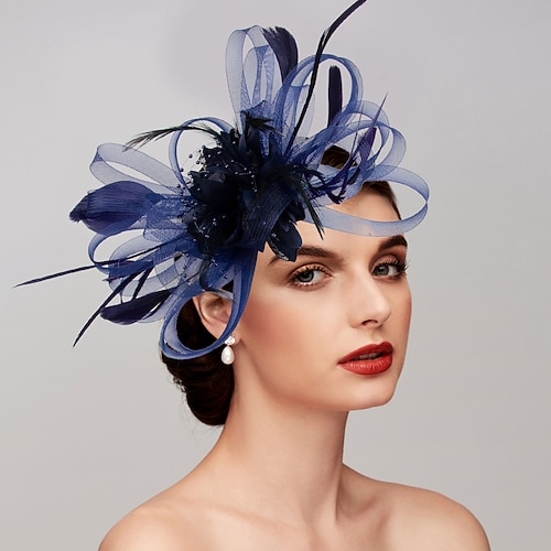 Eleganti cappelli fascinator copricapo rete tulle clip cerchietto con piuma fiore floreale Kentucky matrimonio tea party corsa di cavalli chiesa cocktail vintage per donne dress Race Day