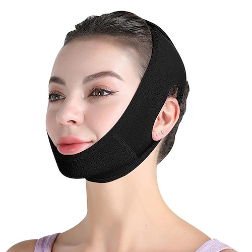 riduttore doppio mento riutilizzabile, maschera viso rassodante lifting a forma di v, maschera viso antirughe liscia, maschera chin up, cintura lifting viso