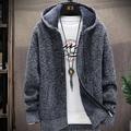 Per uomo Felpa Cardigan Felpa con cappuccio Maglione con zip Giacca maglione Maglia Lavorato a maglia Tinta unica Con cappuccio Moda Esterno Interni Abbigliamento Autunno Inverno Vino Blu S M L