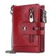 portafoglio vintage in pelle da uomo – portafoglio bifold con cerniera, catena, scomparti multi-carta e chiusura a scatto per uso casual e aziendale