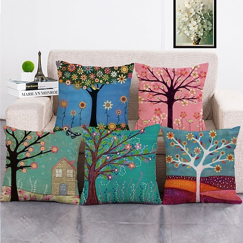 set di 5 federe per cuscino copricuscino stile pittura a olio pastrol casa divano finto lino cuscino per divano divano letto poltrona