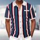 Per uomo Camicia Camicia Estiva Camicia casual Camicia da Spiaggia Camicia con Bottoni Camicie a righe Bianco Marrone Verde Manica Corta A righe Bavero Vacanza Camicia hawaiana Lavorato a maglia