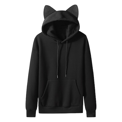 Felpa con cappuccio Ritorno a scuola Natale Carino Manica a Vescovo Orecchio di gatto Harajuku Kawaii per Per donna Adulti Stampa a caldo per Ritorno a scuola