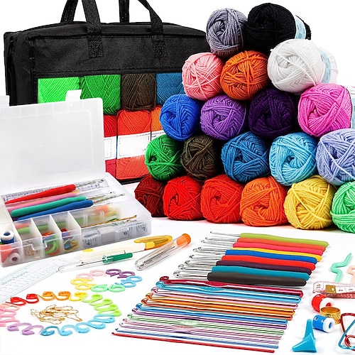 Kit di uncinetto per principianti Kit di avviamento di uncinetto per principianti con video tutorial Kit di uncinetto per adulti e bambini Kit di maglieria per principianti Regalo di Natale