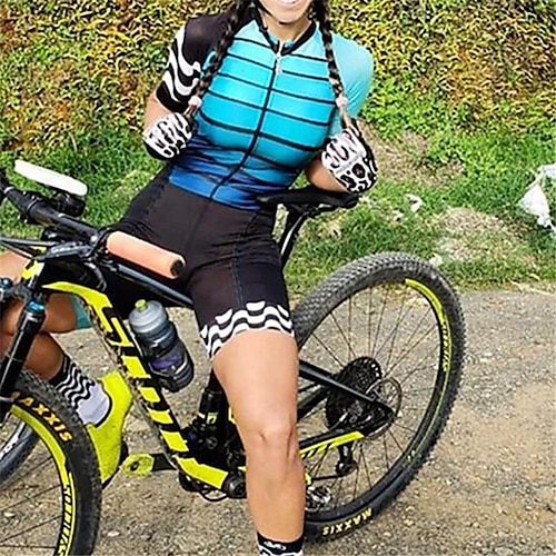 Per donna Manica corta Maglia con pantaloncini da ciclismo Tuta da triathlon Estate Poliestere Nero / giallo Nero / arancio Rosso e Argento Bicicletta Completo tuta Traspirante Asciugatura rapida