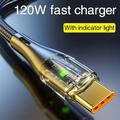 120w cavo di ricarica rapida 6a design a conchiglia trasparente indicatore luminoso tipo-c adatto per apple samsung letv xiaomi lg bbk oppo - 100cm/150cm/200cm