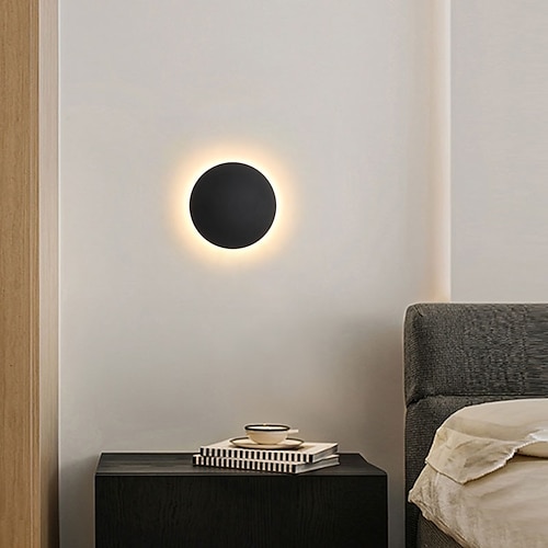 applique da parete a led per esterni design a cerchio impermeabile nero caldo bianco / illuminazione da parete bianca ip65 applique da parete per esterni in metallo acrilico impermeabile ac110-240v