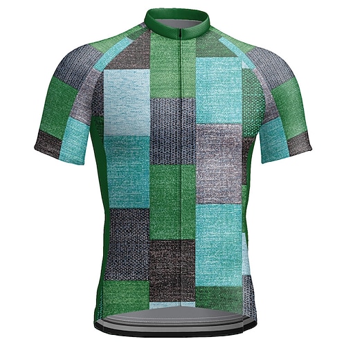 Per uomo Maglia da Ciclismo Tartan Manica Corta Bicicletta Maglia Top con 3 tasche posteriori Mountain Bike MTB Ciclismo su strada Asciugatura Rapida Strisce Riflettenti Tasca Posteriore Traspirante