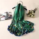 1 pz nuovo morbido piuma di pavone scialli di seta stampati donne foulard moda protezione solare sciarpa femminile stole hijab foulard borsa sciarpe