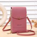 borsa per cellulare con touch screen, borsa a tracolla mini con patta, borsa alla moda in ecopelle, portafoglio verticale con fessure per carte