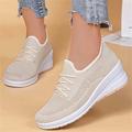 Per donna Scarpe da ginnastica Con rialzo interno Esterno Giornaliero Tinta unica Estate Zeppa Punta tonda Per sport Informale Comoda Corsa Footing Tessitura volante Banda elastica Nero Bianco