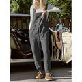 tuta da donna con pettorina tasca applicata tinta unita collo squadrato streetwear quotidiano vacanza casual vestibilità regolare senza maniche nero vino blu s m l estate pantaloni larghi vacanza