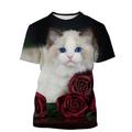 Per uomo Unisex Animale Gatto Stampe Grafiche Maglietta Manica Corta maglietta Stampa 3D Girocollo Camicia Sport Designer Casual All'aperto Streetwear Quotidiano Nero / Bianco Nero Nero Nero Estate