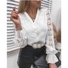 Per donna Camicia Blusa Occhiello in alto Top per occhielli bianchi Colore dell'immagine 1 Colore dell'immagine 2 Colore dell'immagine 3 Liscio Pizzo Tagliato Manica lunga Informale Giornaliero