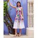 Boston Proper - Garden of Romance Print Mock Neck Midi Fit and Flare Dress - 0