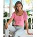 Boston Proper - Aurora Pink - Crochet Puff Sleeve Square Neck - XS