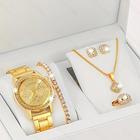 Set di 5 orologi da donna - set di orologi da donna con strass brillanti, cielo stellato, quadrante digitale, anelli, collana, orecchini, set di gioielli, San Valentino, festa della mamma, regali