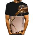 Per uomo Pop art 3D Birra Camicia maglietta Manica corta maglietta Rotonda Camicia Essenziale Per uscire Fine settimana Grigio scuro A B Abbigliamento Plus Size S M L XL 2XL 3XL 4XL