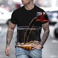 Per uomo Pop art 3D Birra Camicia maglietta Manica corta maglietta Rotonda Camicia Essenziale Per uscire Fine settimana Grigio scuro A B Abbigliamento Plus Size S M L XL 2XL 3XL 4XL