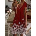 abito casual da donna abito floreale abito midi bianco manica corta stampa floreale primavera estate scollo a V basic daily weekend summer dress 2023 s m l xl xxl 3xl