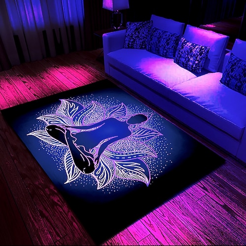 tappeto a luce nera uv reattivo tappeto bagliore al buio tappeto da cucina antiscivolo a prova di olio mandala boho tappetino tappeto da soggiorno tappeto per interni ed esterni arredamento camera da