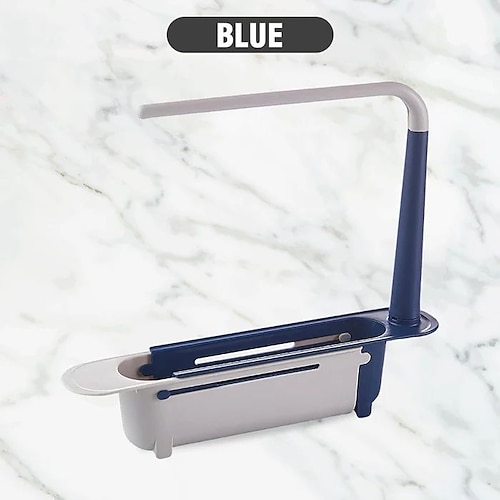 Supporto telescopico da cucina multifunzionale, regolabile, organizer 2 in 1 per lavello, cestello espandibile per lavello, griglia di scarico per lavello, vassoio per lavello, porta spugna appendiabiti per strofinacci, colore casuale