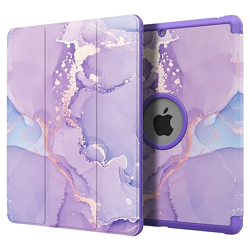Tavoletta Custodie cover Per Apple ipad 9th 8th 7th Generation 10.2 inch Portamatite Supporto a tre ante A prova di sporco Pop art Fiore decorativo Effetto marmo pelle sintetica