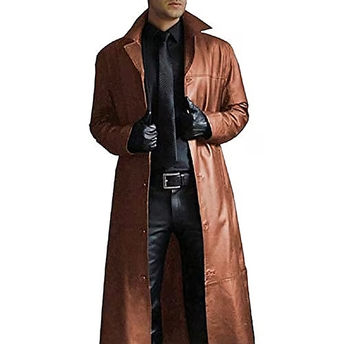 Per uomo Giacca in Ecopelle Cappotto Invernale Trench in finta pelle Giacca di transizione Trench Affari Casuale Pelliccia artificiale Antivento Capispalla Abbigliamento Chic Moderno Monopetto