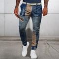 modello patchwork geometria scozzese pantaloni da lavoro da uomo stampati in 3D pantaloni eleganti vestibilità classica pantaloni anteriori piatti blu navy vita media abbigliamento da strada per esterni dalla s alla 3xl