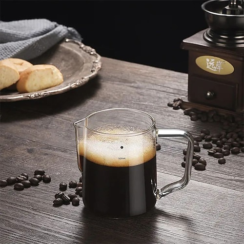 brocche per schiuma di latte in vetro per caffè con scala brocca per montalatte barista caffè espresso brocca per latte brocca per caffè brocche per caffè 300/500 ml