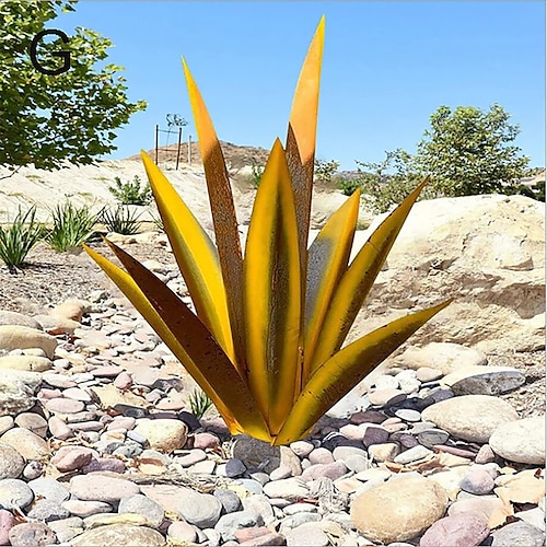 Scultura rustica di tequila, pianta d'arte da giardino di agave in metallo fai da te, agave rustica in metallo dipinto a mano, statua di decorazione artistica da giardino, decorazioni per la casa per paletti da giardino, figurine da giardino, patio...