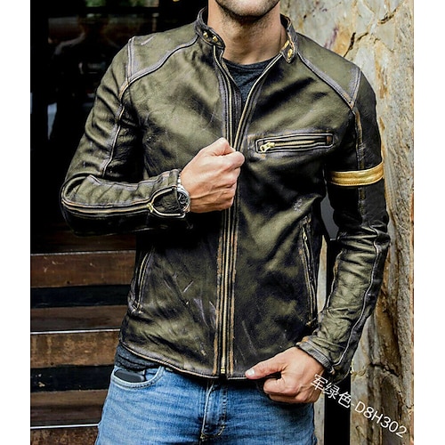 Per uomo Giacca in Ecopelle Giacca di transizione Giacca da Biker Giacca in pelle vintage Abbigliamento casual alla moda Calore Termico Impermeabile alla pioggia Stile Vintage Primavera Autunno