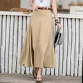 Per donna Gonna Gonna lunga Di tendenza Maxi Gonne Tinta unita Casual / quotidiano Nero Kaki Verde militare Per tutte le stagioni Lino Cotone e lino