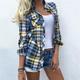 Per donna Camicia Blusa Shacket Giallo Rosso Blu A quadri Color Block Pulsante Stampa Manica lunga Giornaliero Fine settimana Streetwear Informale Colletto Standard S