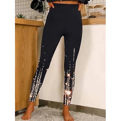 Leggings da donna pantaloni designer brillante brillante e lucido lunghezza alla caviglia vita alta stampe grafiche stampa floreale controllo pancia solleva fondoschiena comfort alta elasticità yoga
