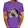 Per uomo Animale Gatto Stampe Grafiche Camicia Maglietta Manica Corta maglietta Stampa 3D Girocollo Camicia Streetwear Vestibilità Slim Allenamento Casuale Quotidiano Bianco Giallo Blu Estate